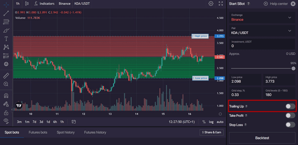 How to Use Trailing Up Feature on BitsGap