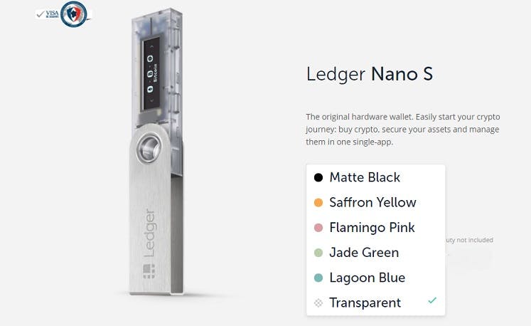 World Most Popular Hardware Wallet-Ledger Nano S colors