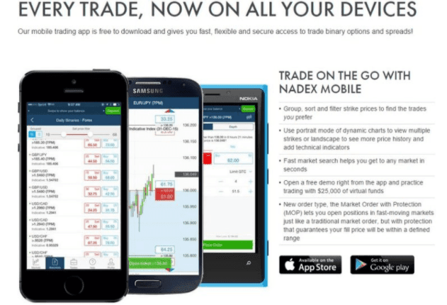 Nadex mobile app