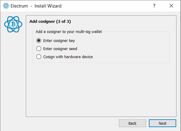 2 of 3 cosigner electrum