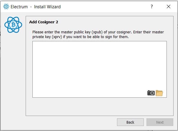 Add cosigner 2 Electrum wallet