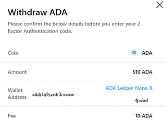 How to withdraw Cardano on Ledger