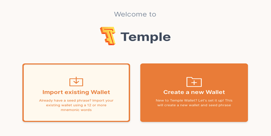 Import wallet or create new temple wallet