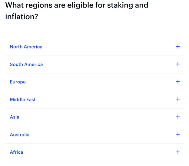 Countries eligible for staking on Coinbase