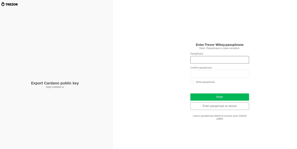 Wikey passphrase - How to Stake Cardano on Trezor Model T