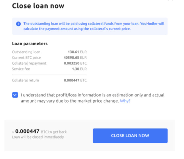 Crypto Loan On YouHodler
