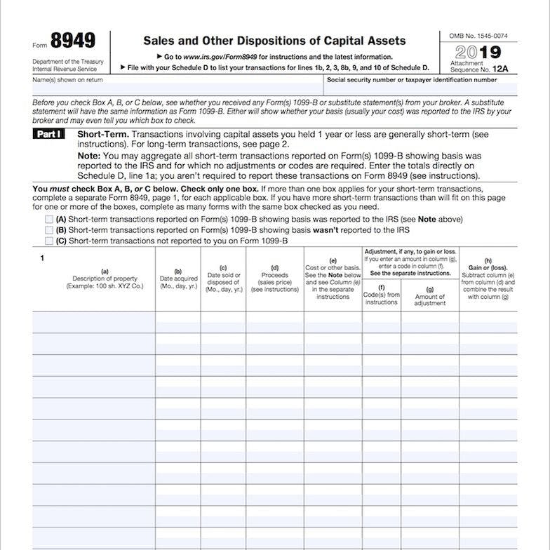 IRS Tax Form 8949