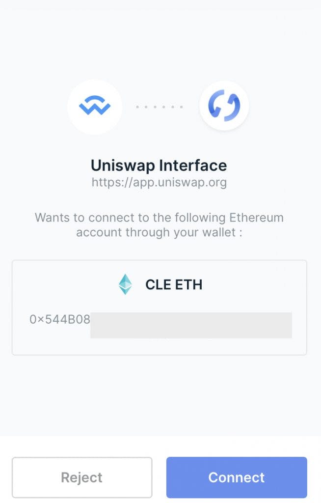 Click connect to use Ledger Nano with WalletConnect 