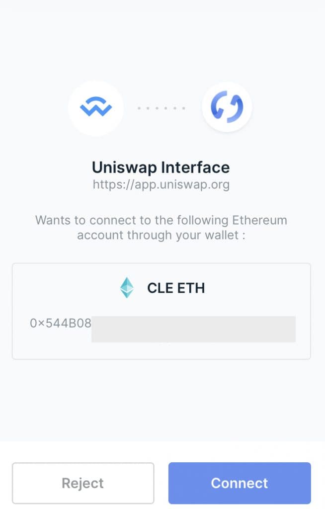 Click connect to use Ledger Nano with WalletConnect 