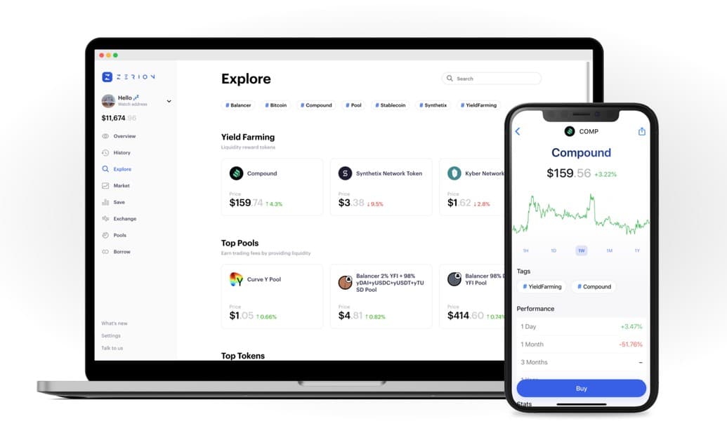 Zerion DeFi dashboard